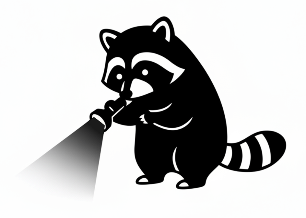 Scout raccoon with flashlight